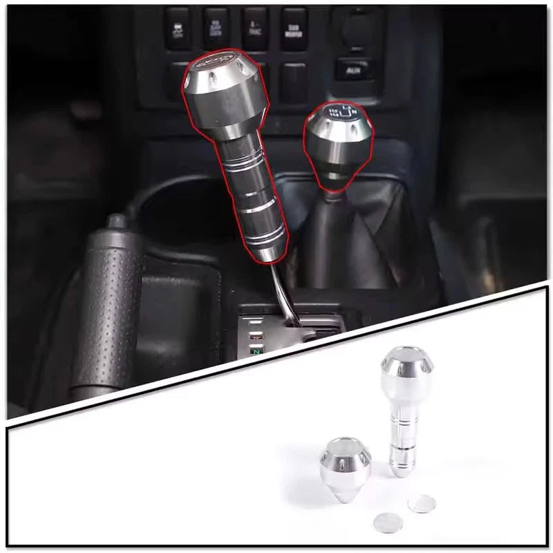 2 x Aluminium Gear Shift Black Silver Red Knob for Toyota FJ Cruiser 2007 - 2021