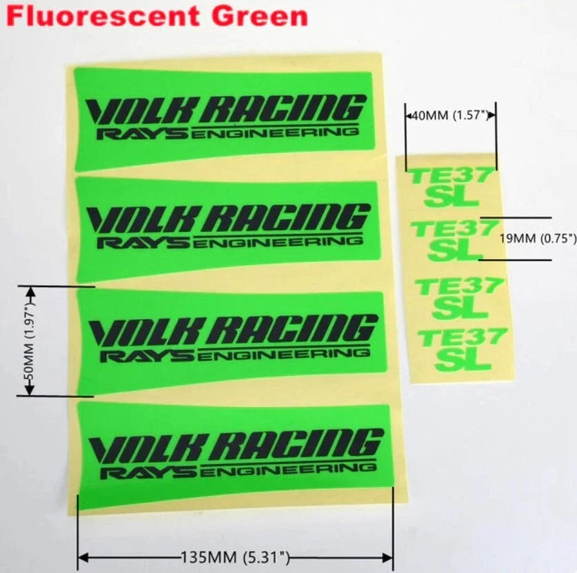 4 x RAYS TE37 SL Wheel Rim Decal Stickers 17 18 19" White Yellow Blue Green Red