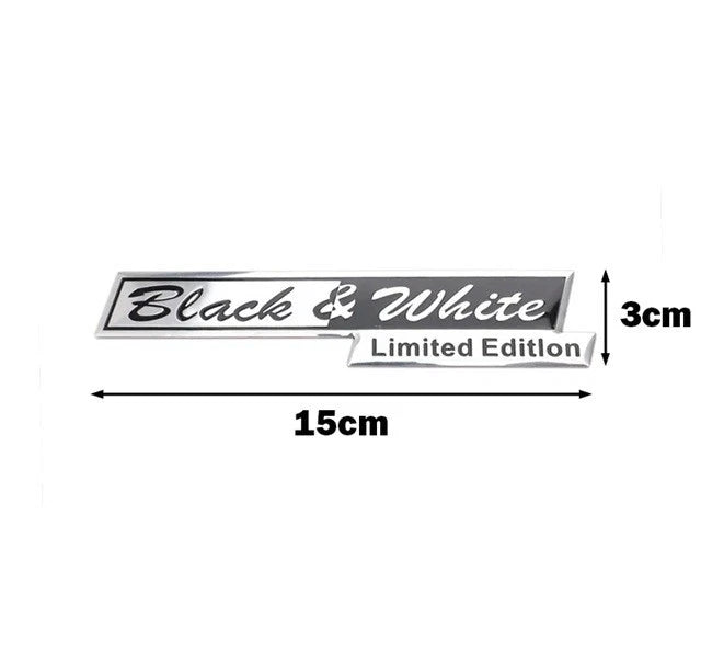 Black & White Limited Edition Brushed Aluminium Emblem Badge for Cars Truck Bike
