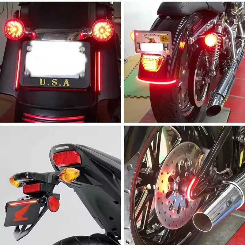 Flexible 48 LED Motorcycle Tail and Turn Signal Light Bar 12V Rear Brake Strip