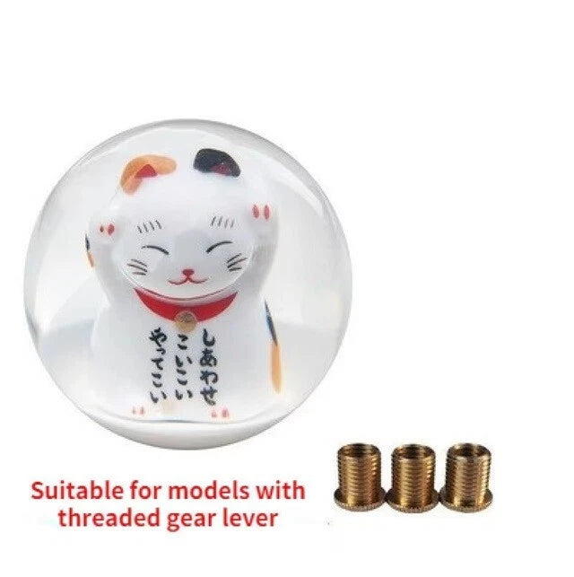 Lucky Japanese Wealth Cat Gear Knob Shift for M12 M10 M8 Universal Fitment
