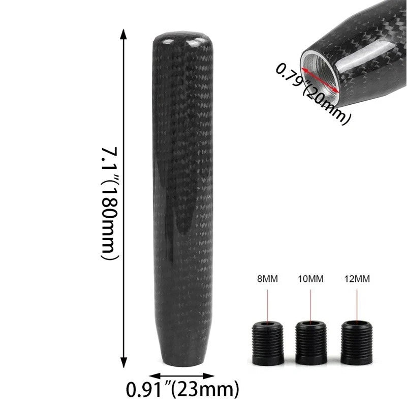 Real Carbon Long Extended Gear Shift Knob M12x1.25 M10x1.5 M10x1.25 M8x1.25