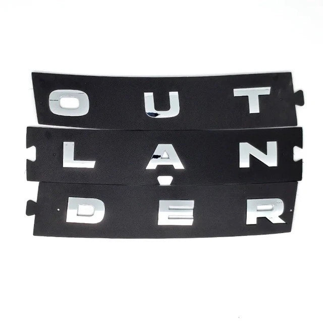Outlander Badge Emblem Set Chrome Silver Gloss Black for Mitsubishi Models NEW