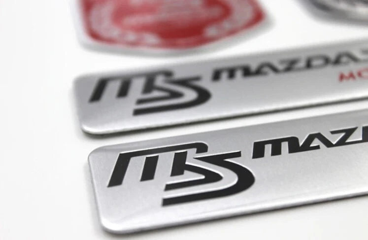 4 x Mazdaspeed Motorsport Aluminium Badge Emblem for Mazda 2 3 RX7 RX8 MX5 MPS
