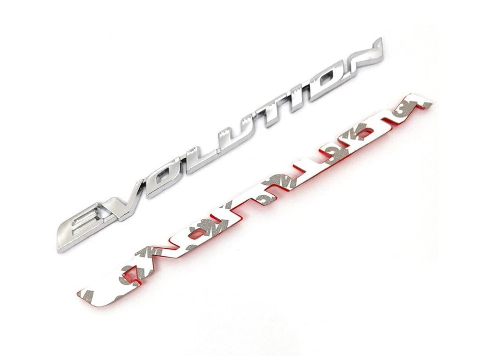 Evolution 3D Boot Badge Emblem Chrome 190mm x 15mm for Lancer EVO Rear Trunk
