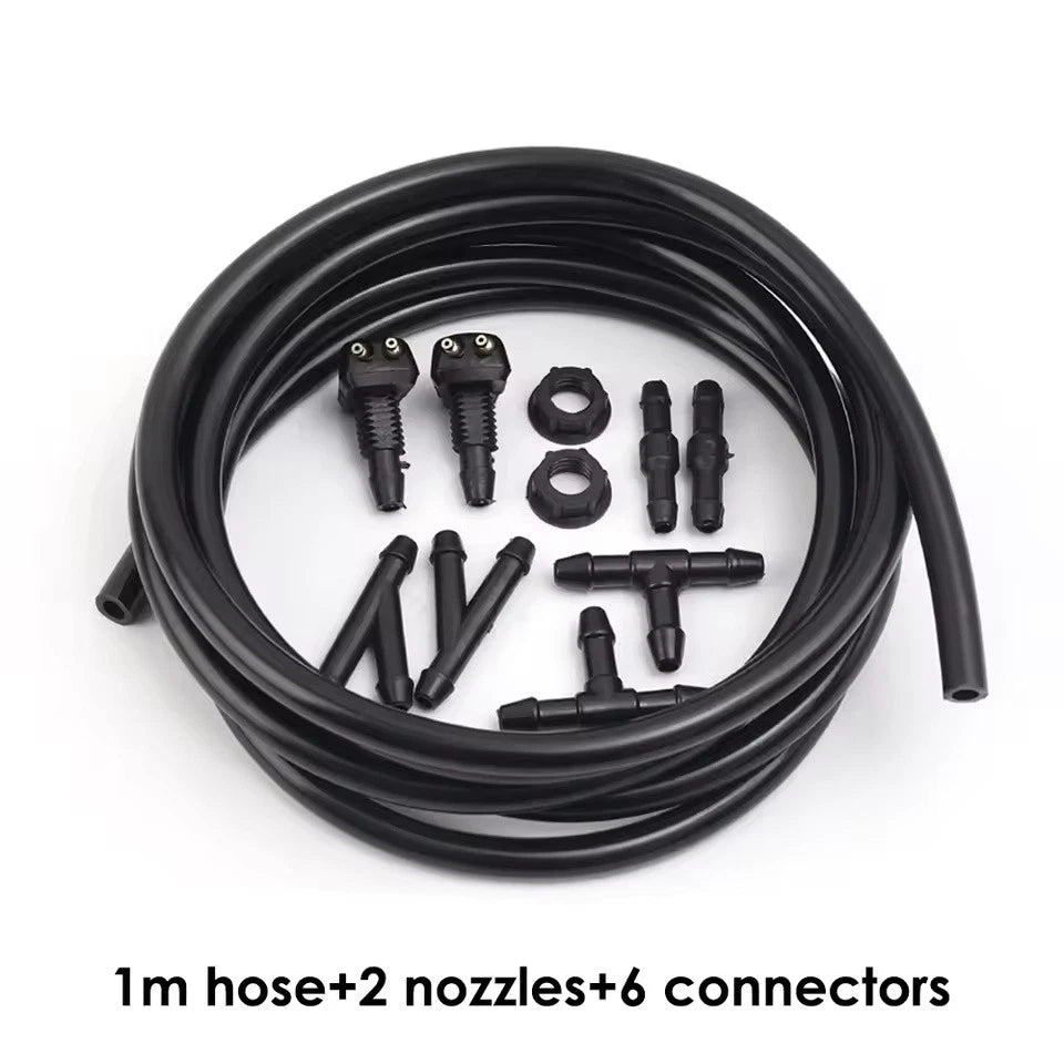 Universal Car Windshield Washer Hose Kit Wiper Nozzle & Fluid Tube Connector NEW