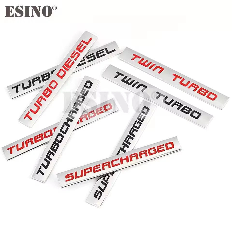 3D Metal Turbo Diesel Emblem Sticker Twin Turbo Supercharged Car Badge Red Black
