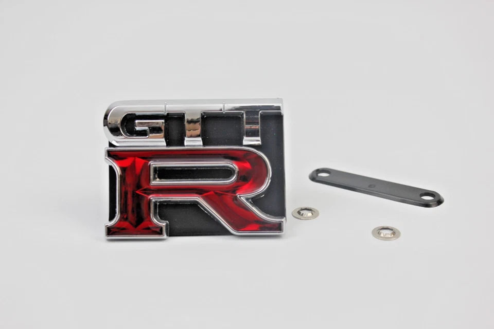 GTTR Grill & Boot Badge Emblem Silver Red for Nissan Skyline R34 GTR GTT GTST GT