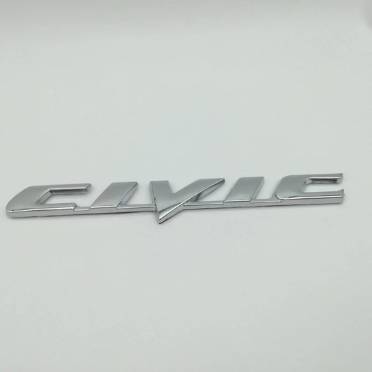 CIVIC Badge Emblem Chrome Silver / Gloss Matte Black for Honda OEM Size NEW