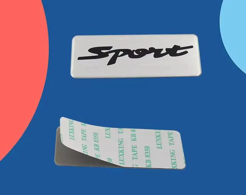 Sport Black Silver Badge Emblem 80mm x 30mm with Adhesive NEW