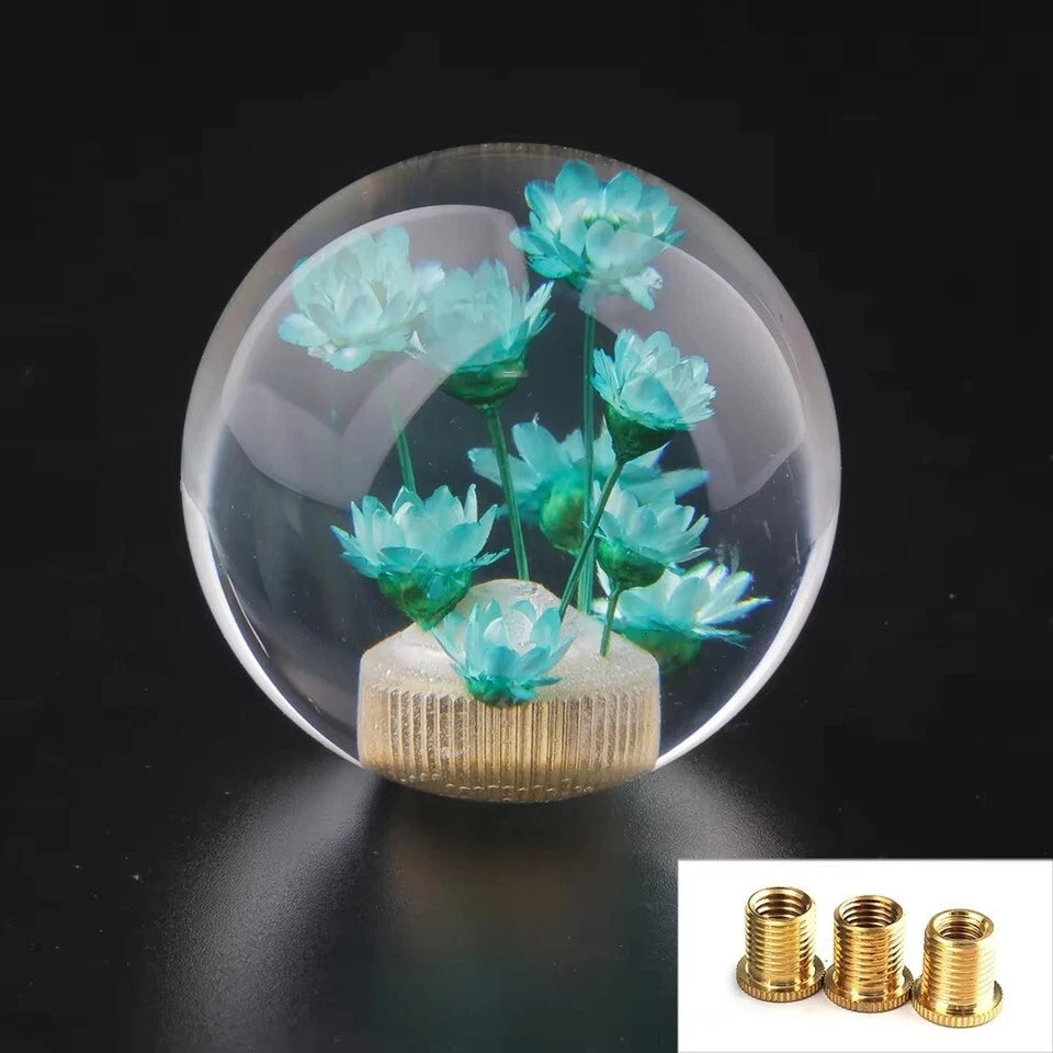 Acrylic Flower Clear Ball Manual Gear Knob Shift Universal Fitment M12 M10 M8