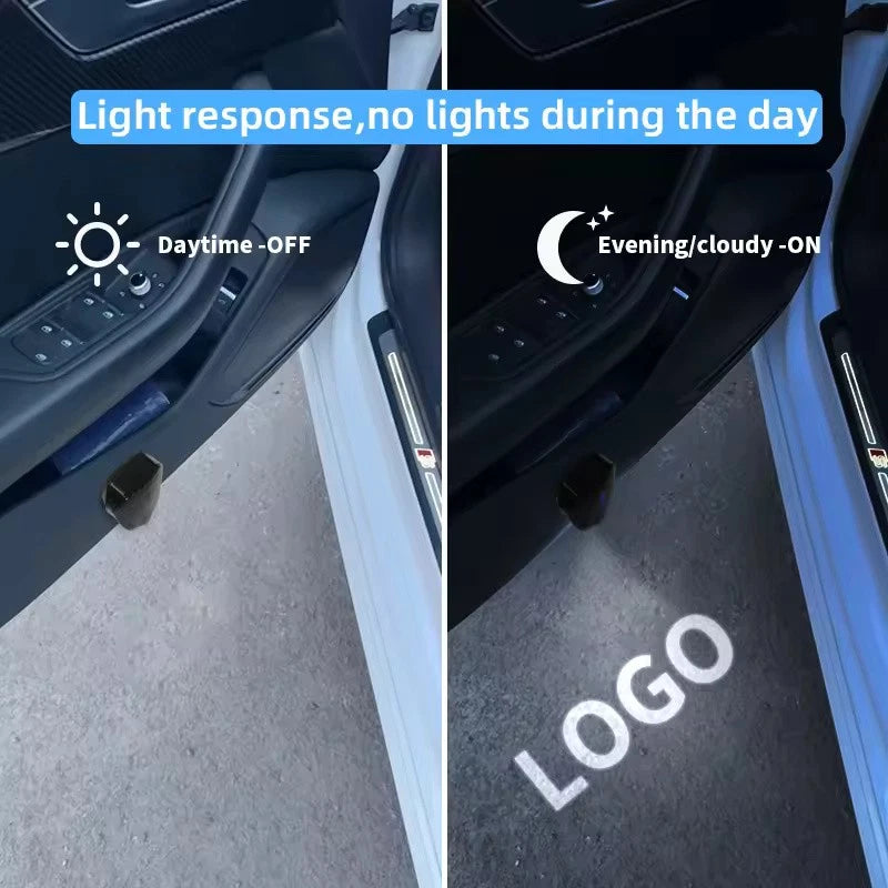 2 pcs HSV Red White Door Light Car Open Set USB Rechargeable NEW Free Post