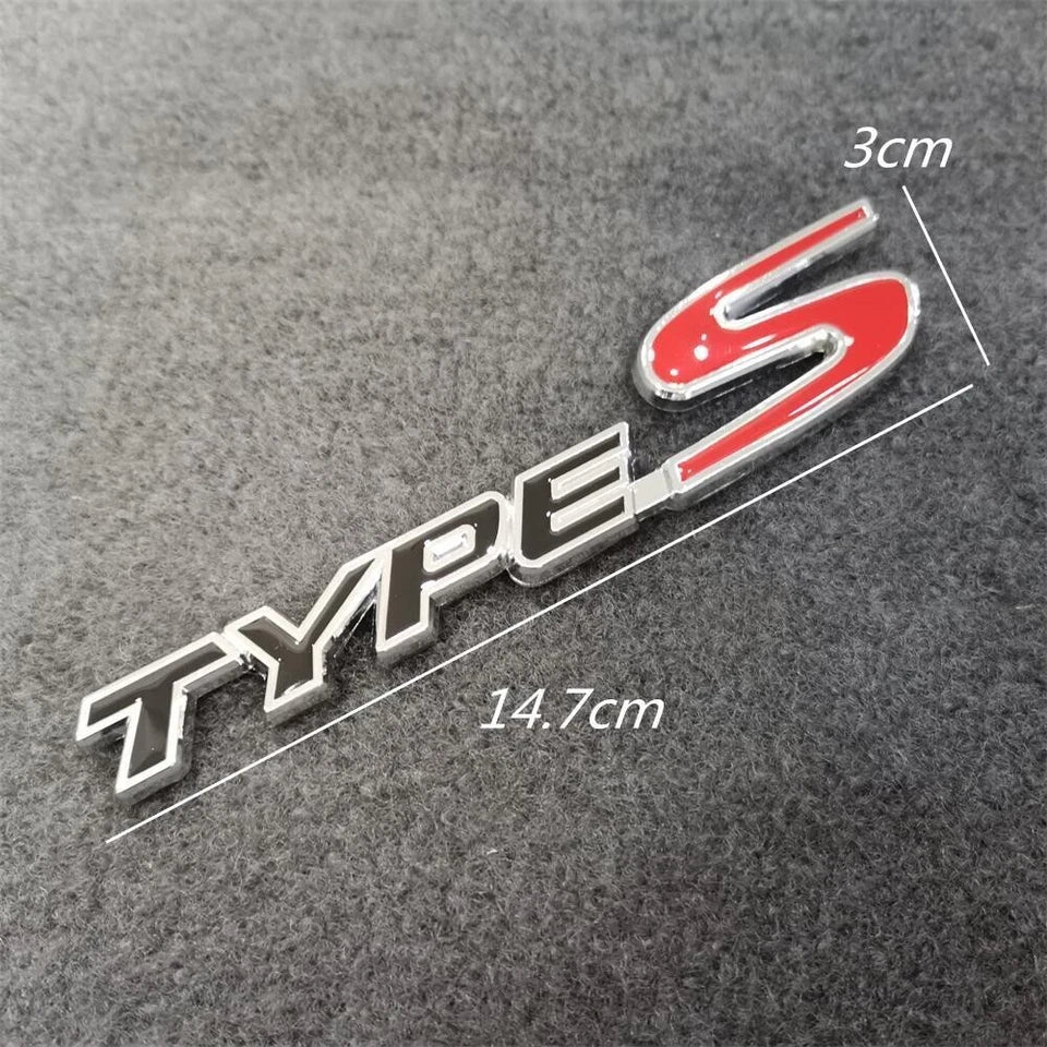 Type S Black & Red Aluminium Emblem Badge for Honda Integra NSX Civic Jazz HRV