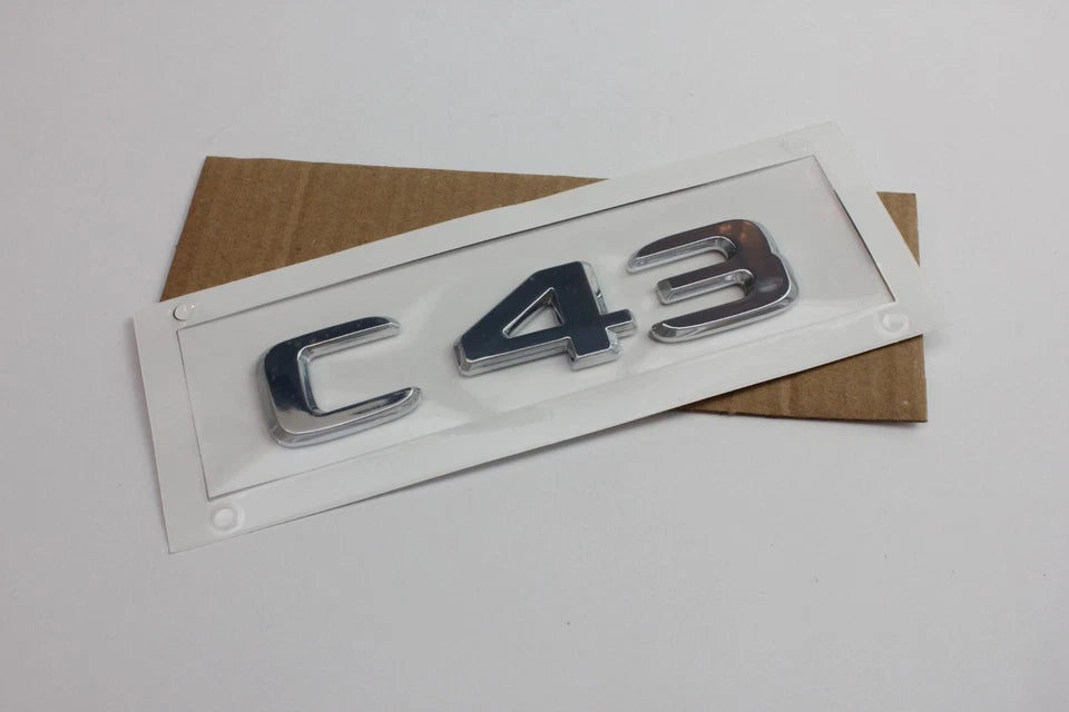 C43 Chrome Silver Boot Badge Emblem 105mm x 22mm with Adhesive