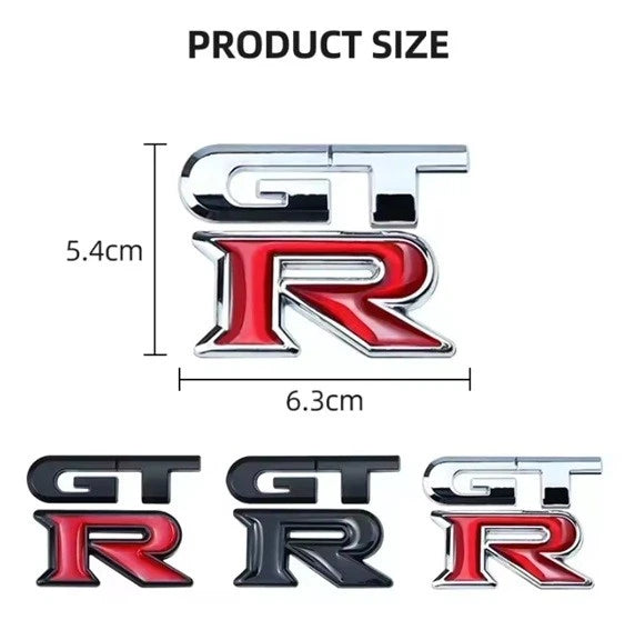 GT-R Metal Logo Badge 3D Peel-and-Stick Emblem Black Red Silver NEW