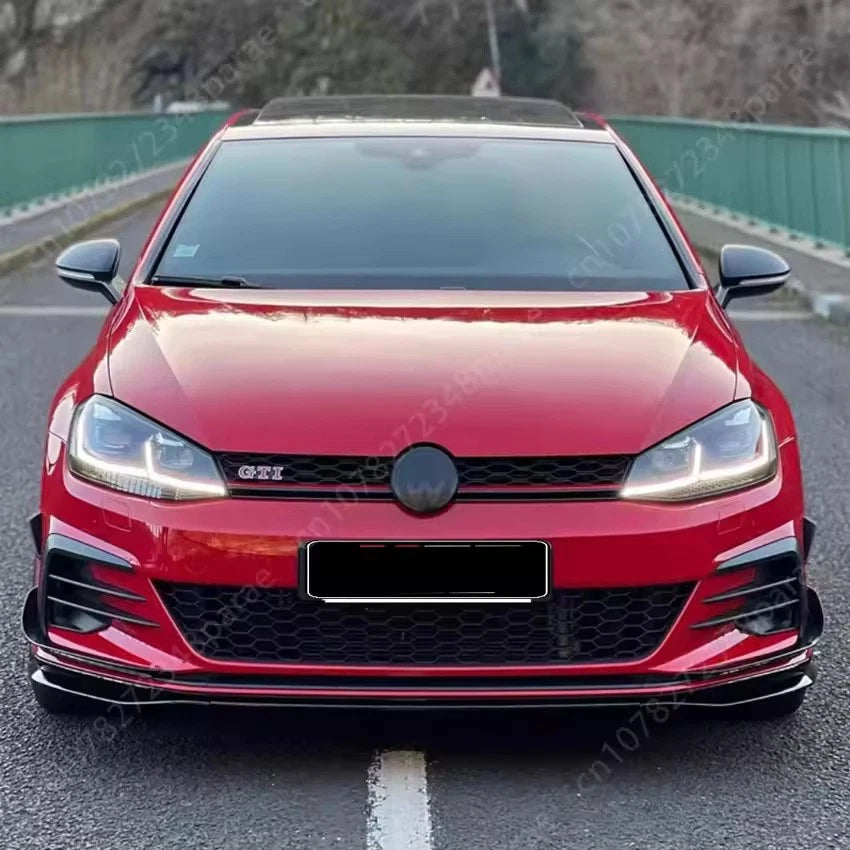 3Pcs Front Lip Splitter Kit Gloss Black for Volkswagen Golf MK7.5 GTI 2017–20