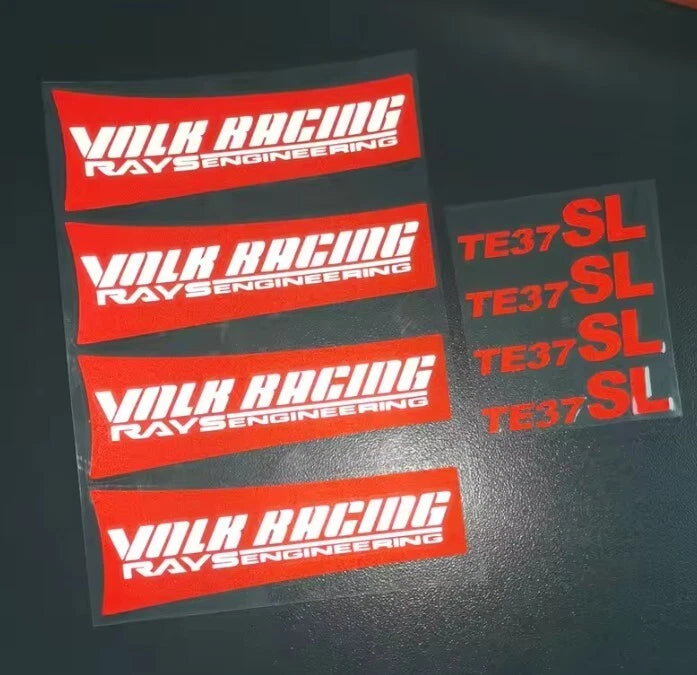 4 x RAYS TE37 SL Wheel Rim Decal Stickers 130mm White Yellow Blue Green Red Pink