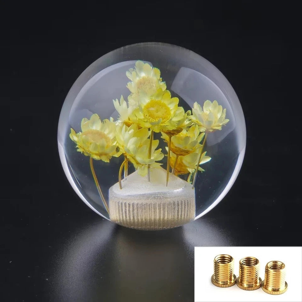 Acrylic Flower Clear Ball Manual Gear Knob Shift Universal Fitment M12 M10 M8