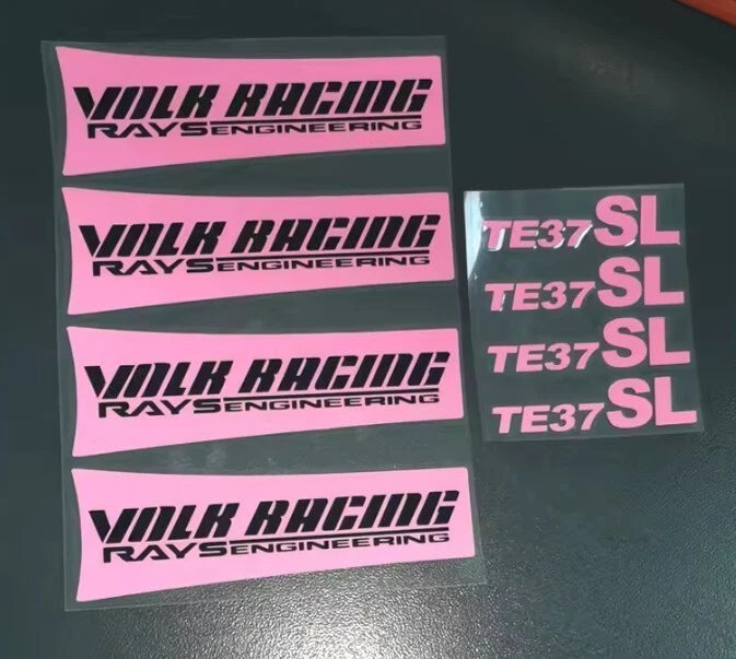 4 x RAYS TE37 SL Wheel Rim Decal Stickers 130mm White Yellow Blue Green Red Pink