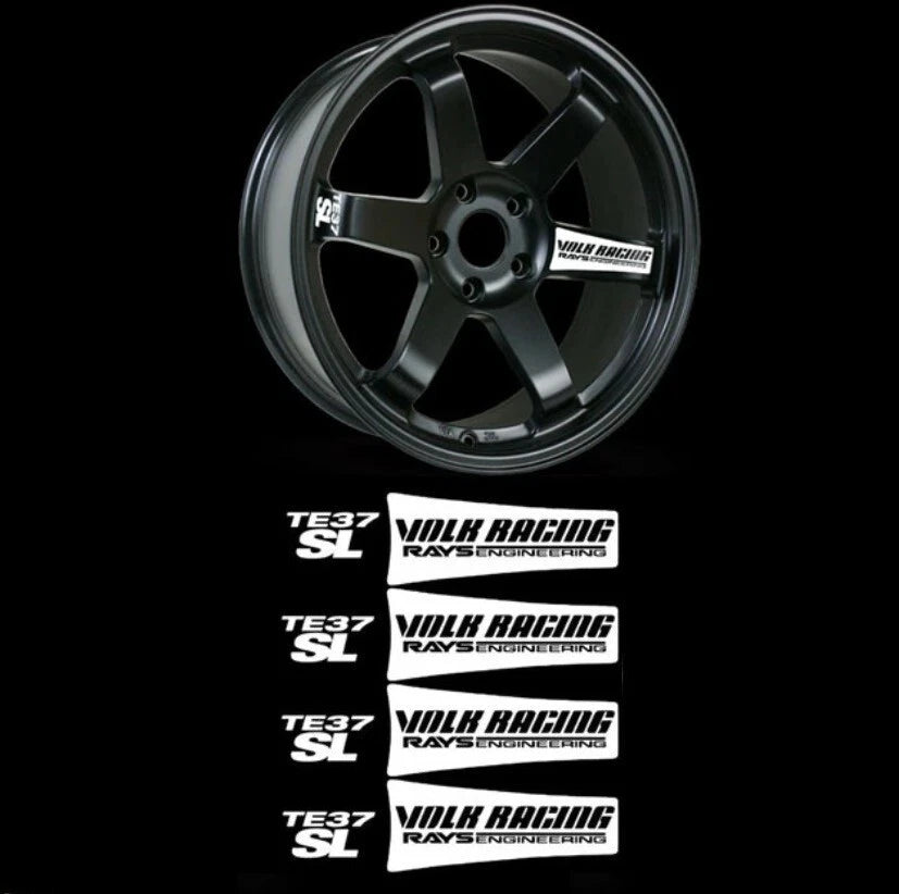 4 x RAYS TE37 SL Wheel Rim Decal Stickers 17 18 19" White Yellow Blue Green Red