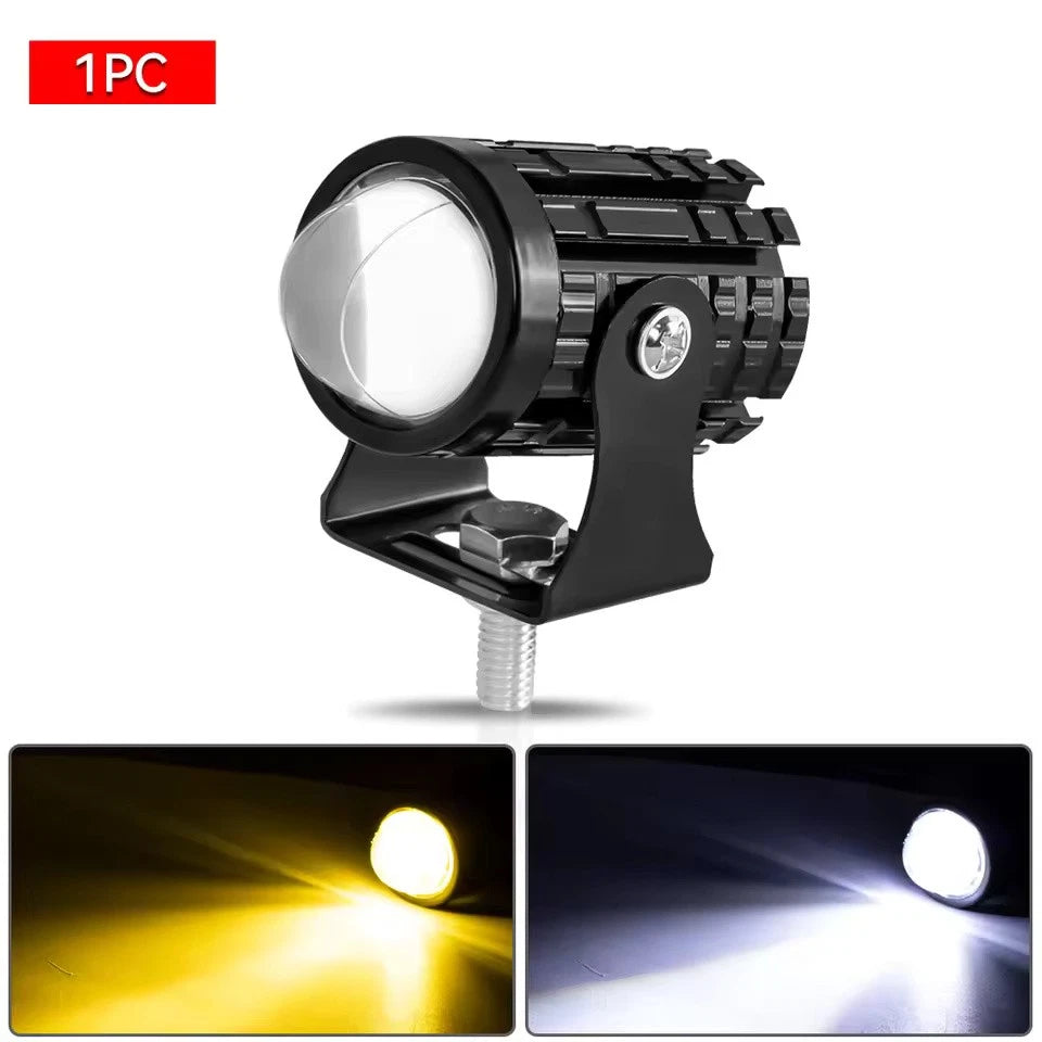 Universal Dual-Color LED Headlight Projector Lens Motorcycle & ATV Fog/Driving