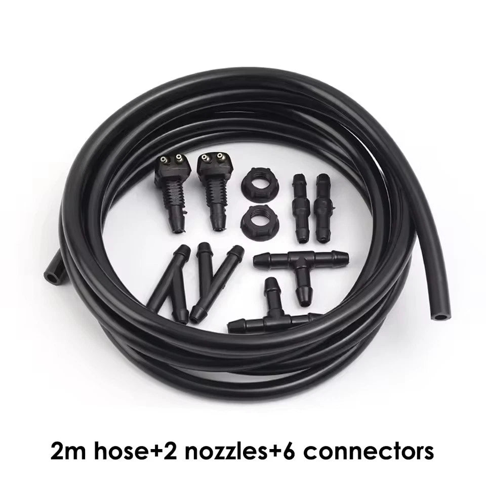 Universal Car Windshield Washer Hose Kit Wiper Nozzle & Fluid Tube Connector NEW
