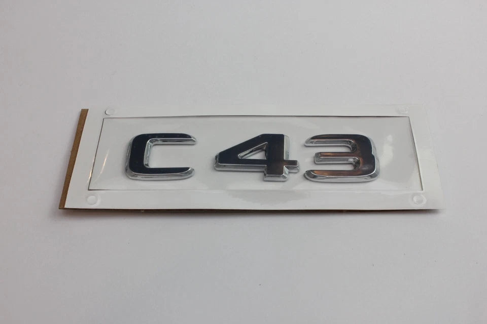 C43 Chrome Silver Boot Badge Emblem 105mm x 22mm with Adhesive