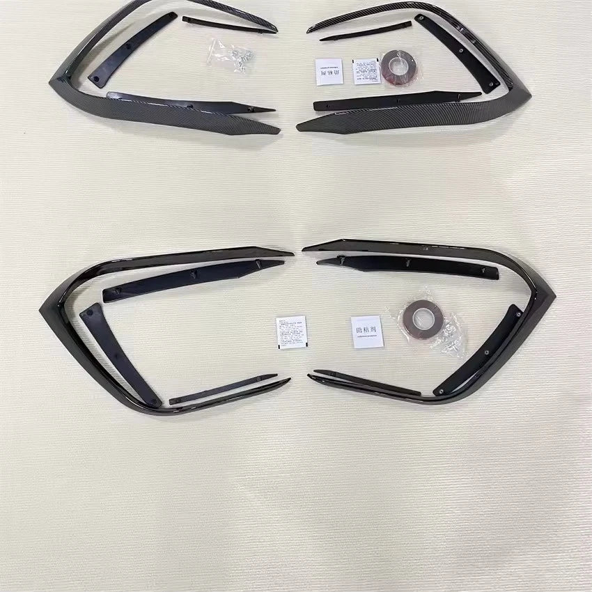 2x Front Bumper Fog Light Grille Splitter Gloss Black Carbon for VW Golf 8 MK8