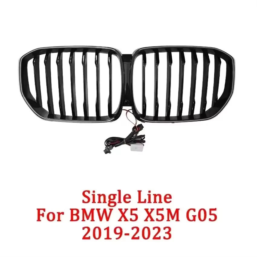 2019–2023 BMW X5 G05 LED Front Double Kidney Grille Racing Style Gloss Black