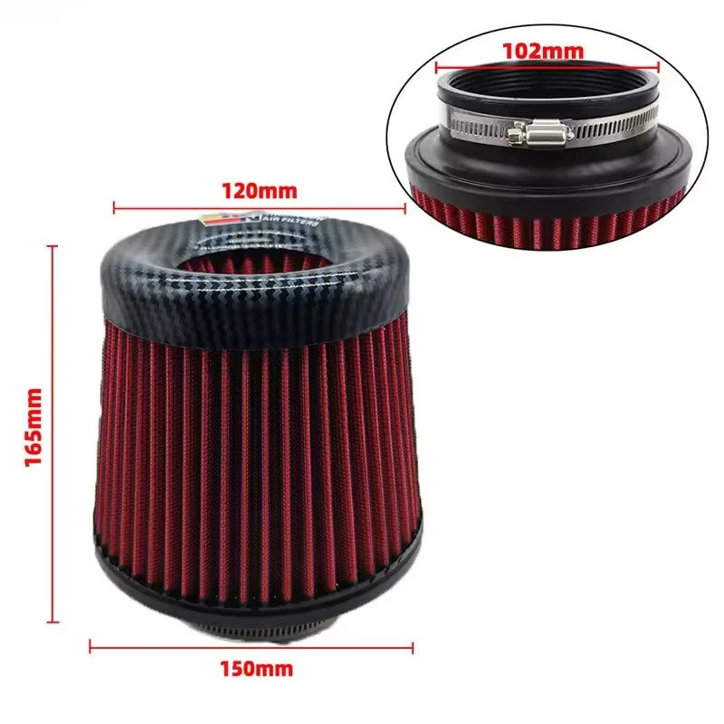 High Flow Air Intake Filter Mushroom 3 Inch 76mm Head Car Performance Carbon