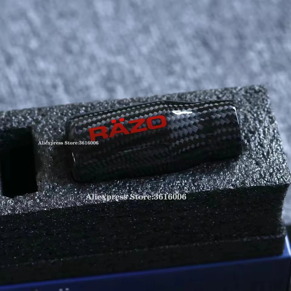 Black/Silver RAZO Real Carbon Fiber Gear Shift Knob Shifter Lever 80mm NEW