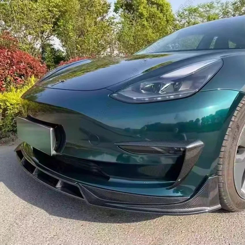 2017–2023 Tesla Model 3 Front Bumper Splitter Lip Diffuser Kit 4PCS Chin Spoiler