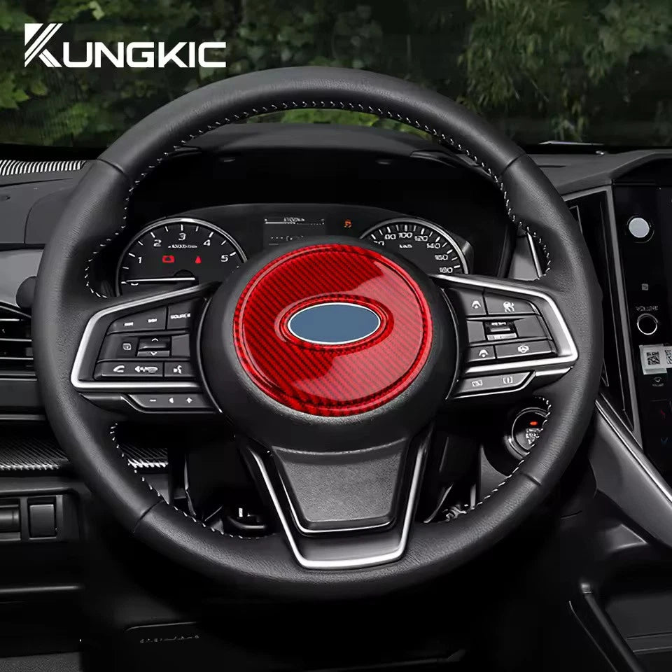 Real Soft Carbon Fiber 3PCS Steering Wheel Overlay for Subaru Crosstrek Impreza