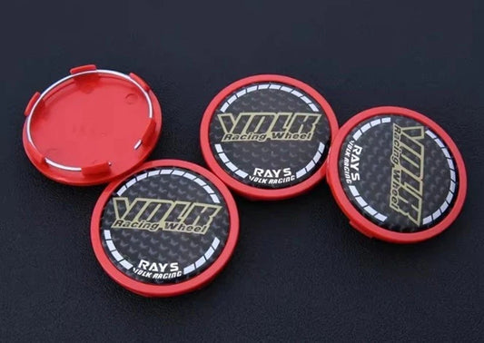 4 Pcs RAYS VOLK Red 65mm Face 60mm Clip Set Wheel Centre Cap Replacement