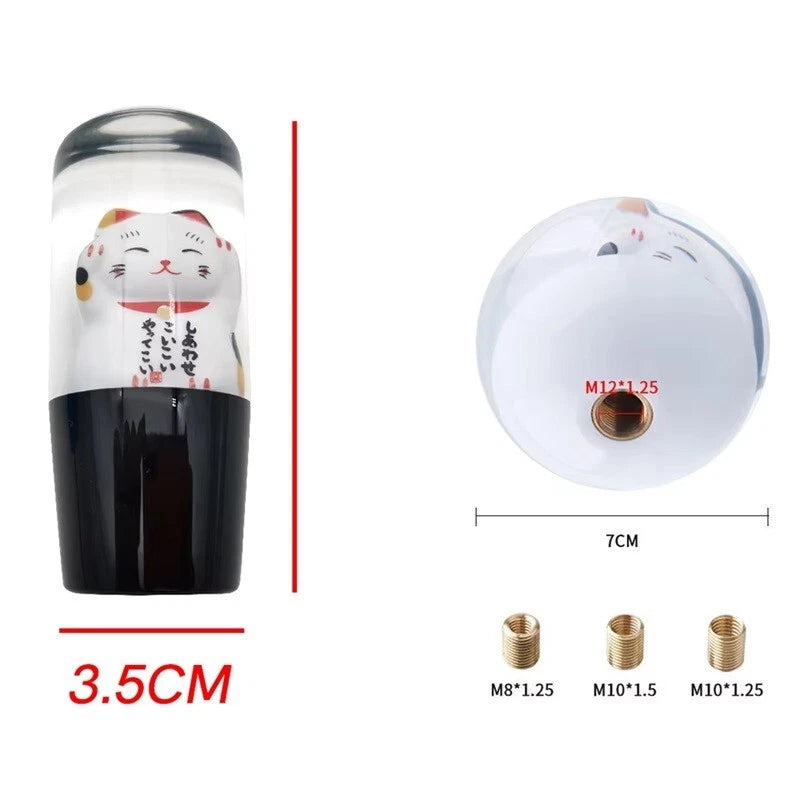 Lucky Japanese Wealth Cat Gear Knob Shift for M12 M10 M8 Universal Fitment