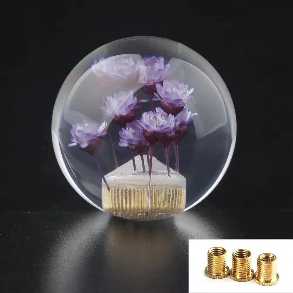 Acrylic Flower Clear Ball Manual Gear Knob Shift Universal Fitment M12 M10 M8