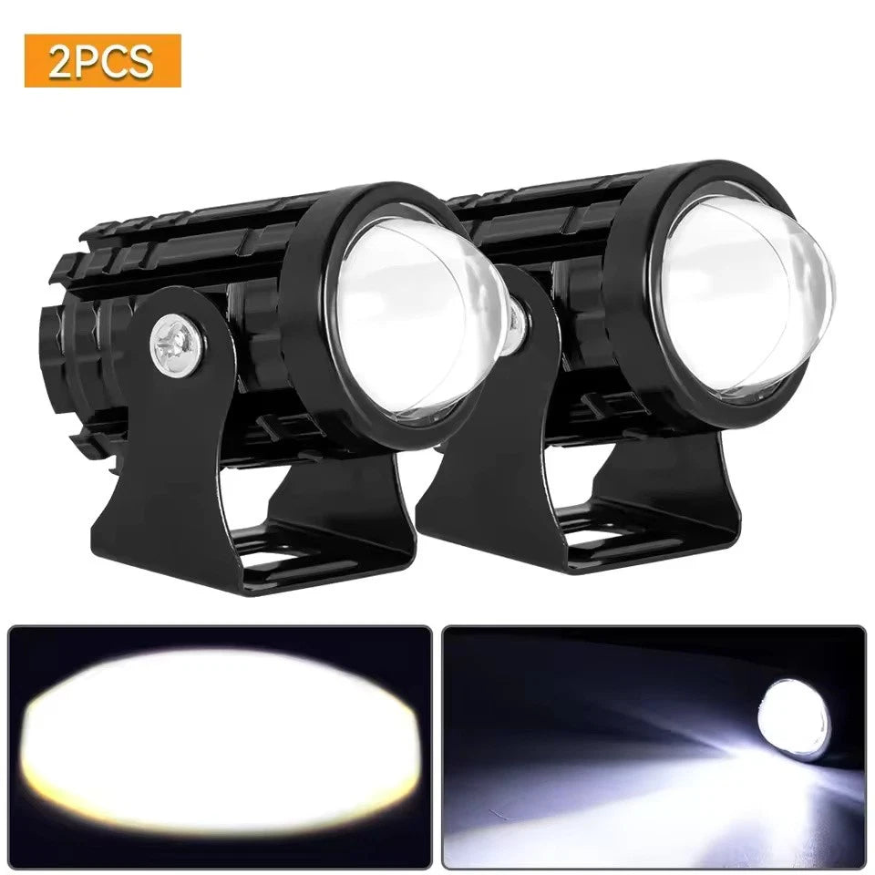 Universal Dual-Color LED Headlight Projector Lens Motorcycle & ATV Fog/Driving