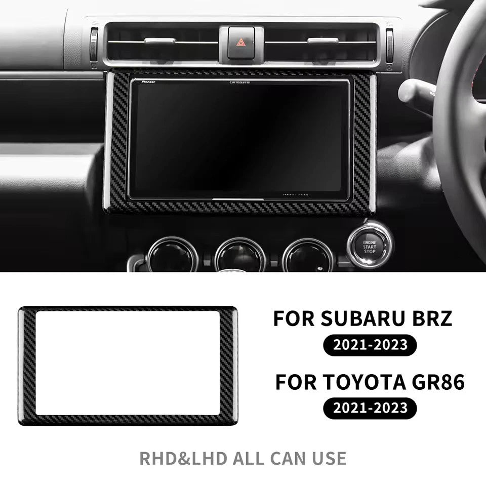 Real Carbon Fiber Car Navigation Interior Trim for Subaru BRZ Toyota GR86 2021
