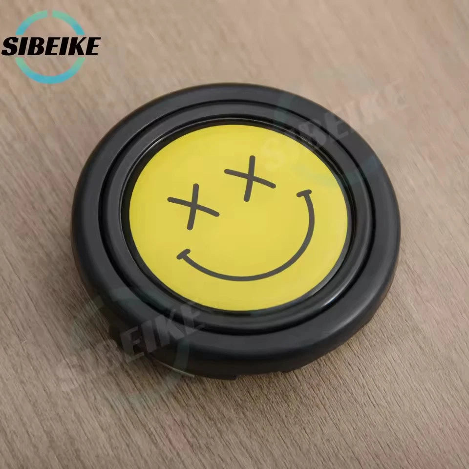 JDM Yellow Happy Face Steering Wheel Horn Button Universal Car Horn Push Cover