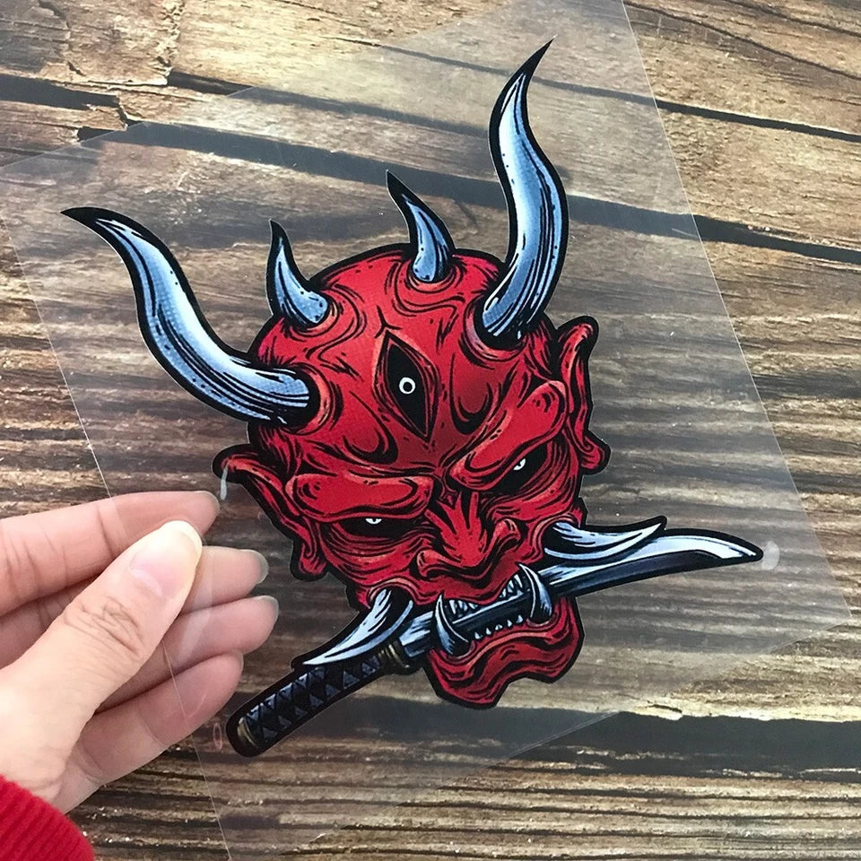 Japanese Three Eye Oni Death Mask Demon Decal Sticker JDM Car Bike Nissan Honda