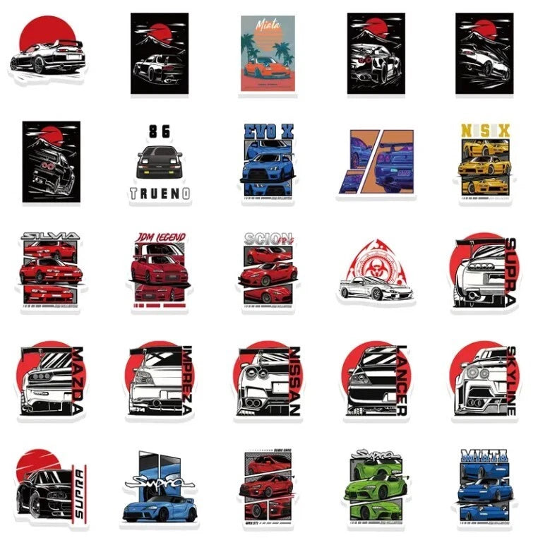 50 x Japan Sport Cars Decal Sticker Set Pack 4 Waterproof Vinyl Graffiti JDM