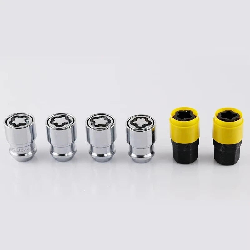 4 x Wheel Lock Nut Set for M12x1.25 M12x1.5 36mm Steel with 2 Lock Keys Security