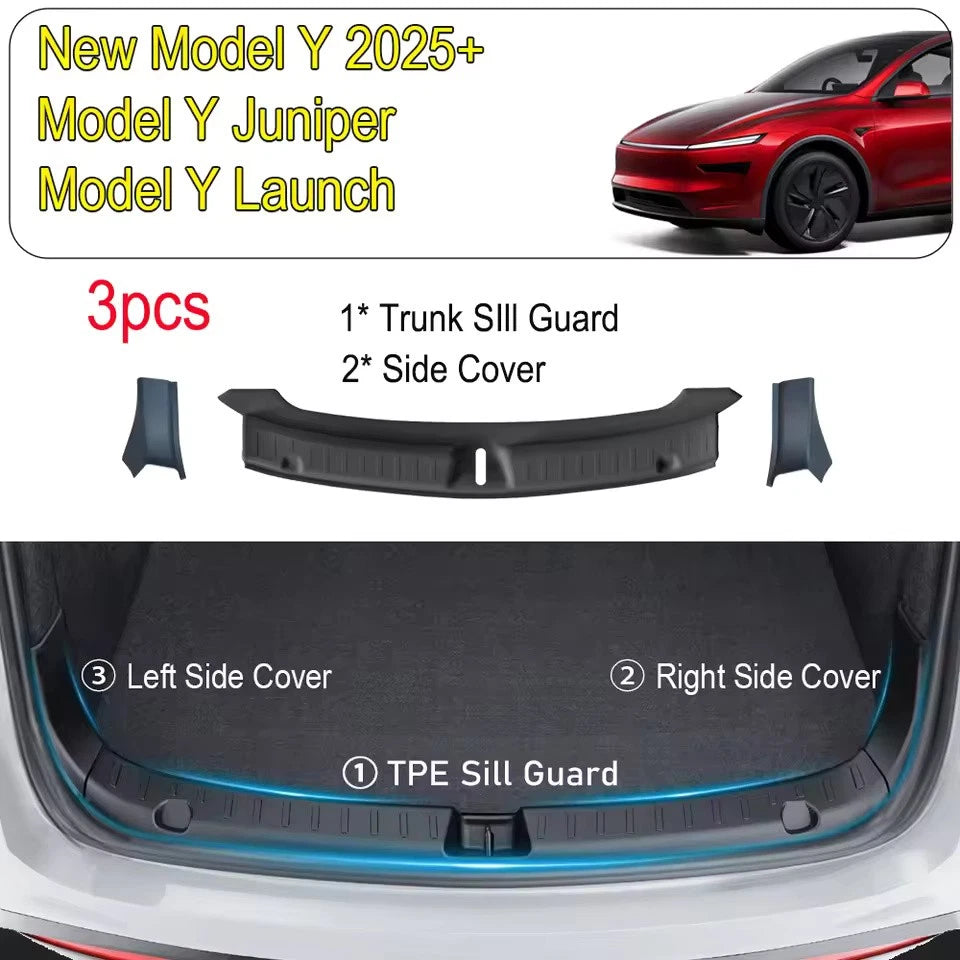 Trunk Sill Plate Protector TPE Rear Bumper Guard Anti-Scratch for Tesla Model Y