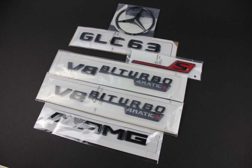 GLC63S AMG Gloss Black Badge Set Emblem for Mercedes Benz X253 2017 - 2022 SUV