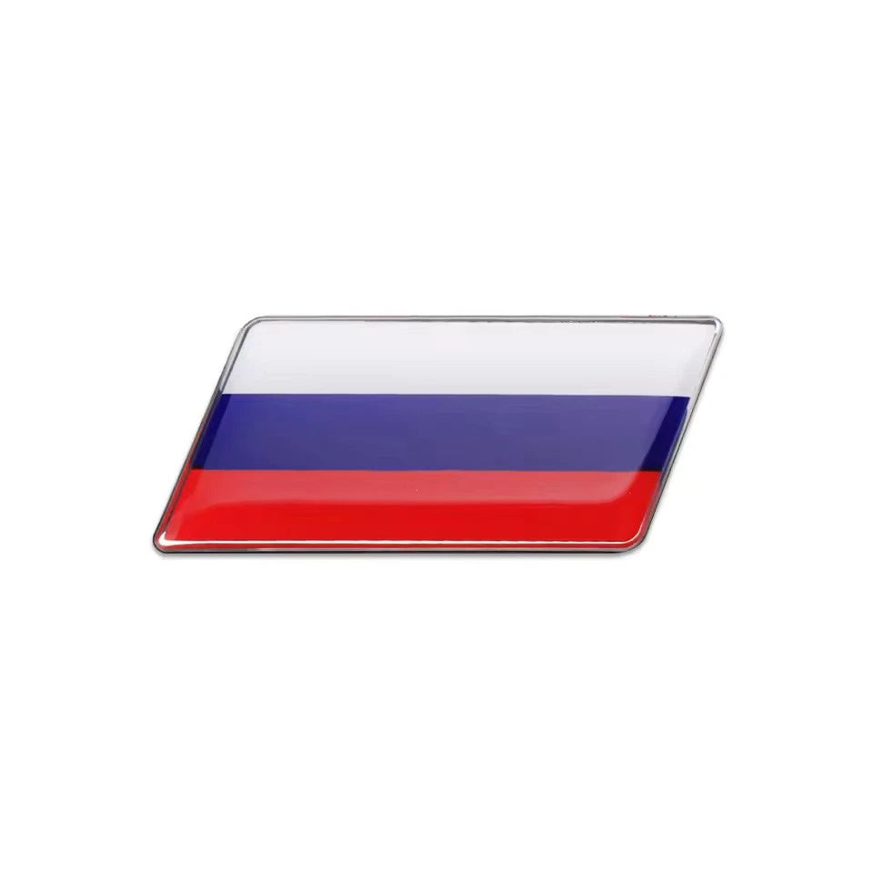 Metal Flag Car Emblem Badge Russia Italy England Ukraine German Spain France USA