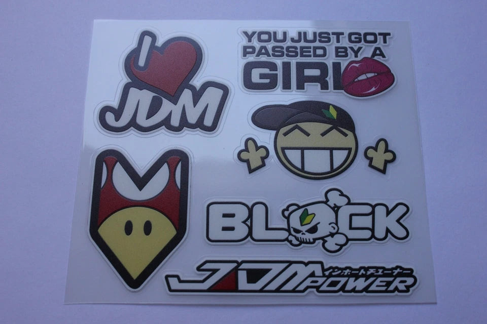 I Love JDM Sticker Decals Set for Toyota Mazda Nissan Honda Subaru Mitsubishi