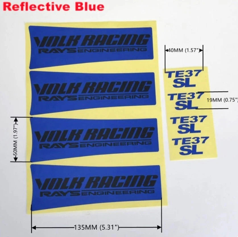 4 x RAYS TE37 SL Wheel Rim Decal Stickers 17 18 19" White Yellow Blue Green Red