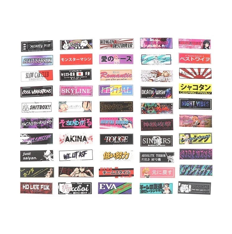 50x Japanese JDM Anime Manga Kanji Decal Sticker for Car Bike Computer Suitcase