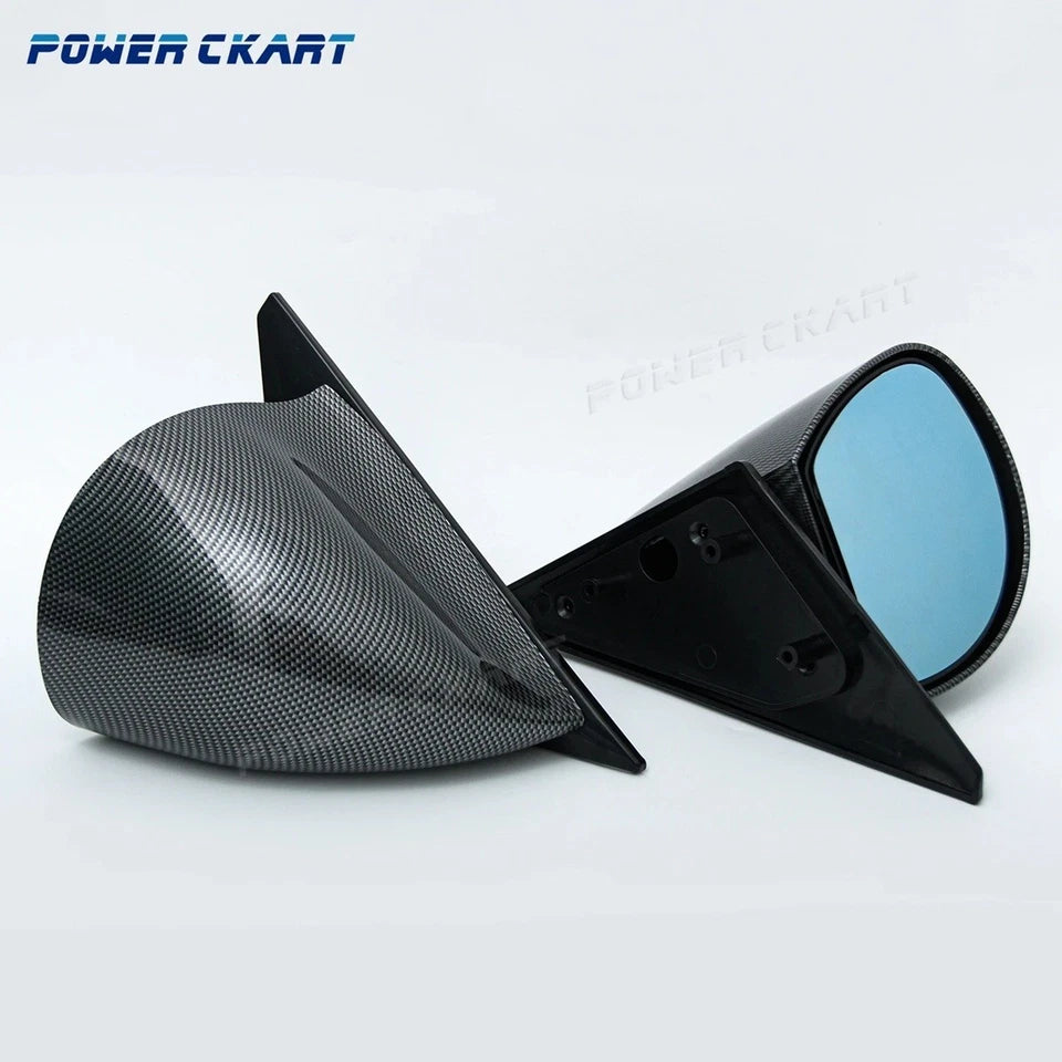2 Pc Spoon Style Side Mirror for Honda CIVIC 4 Door 1992 - 1995 Carbon Black