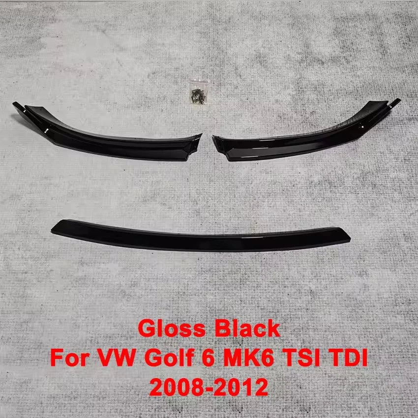 Front Bumper Splitter Lip Diffuser Black Carbon for Golf 6 MK6 TSI/TDI 2008–2012